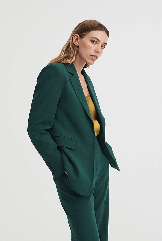 Classic Single-Breasted Blazer - Petrol Green