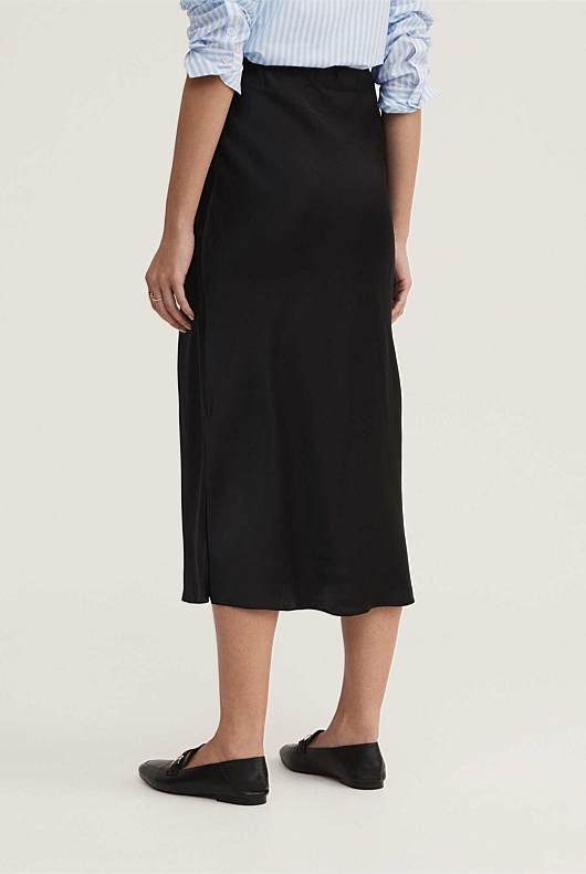 Silk Slip Skirt - Black