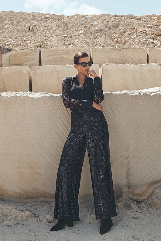 Sequin Trouser - Black