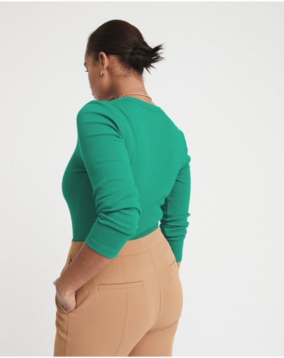 Witchery Cotton V Neck Rib Top