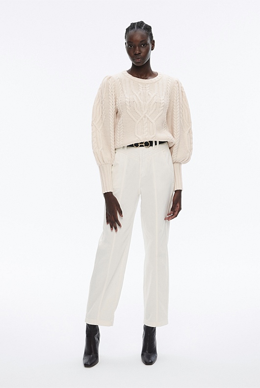 Yoke Front Tapered Jean - Parchment