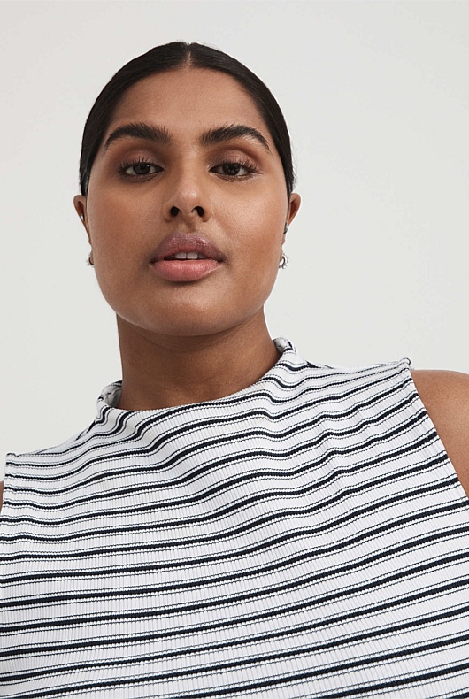Cotton Rib Stripe Tank - Ink