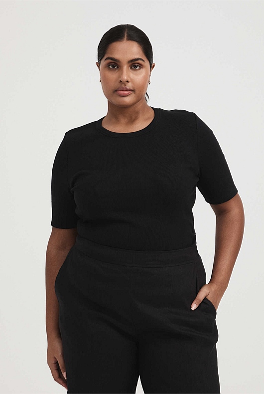 Crew Rib Tee - Black