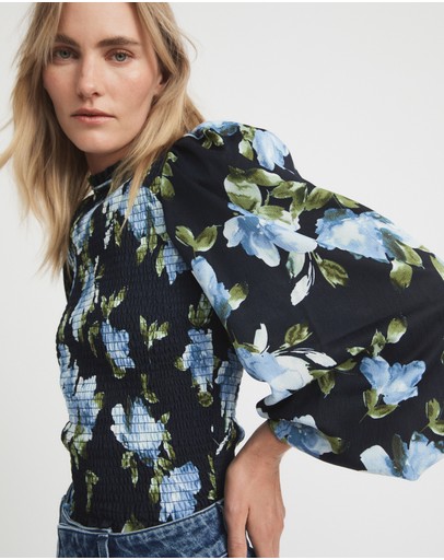 Witchery Soft Floral Shirred Blouse