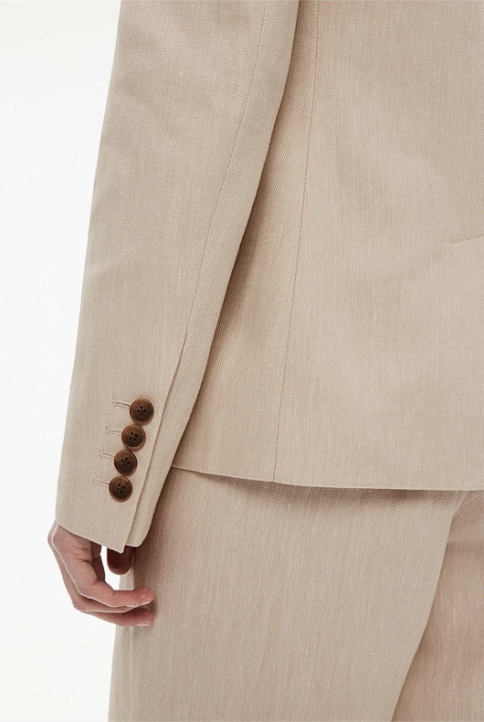 Cotton Linen Single-Breasted Blazer - Flax