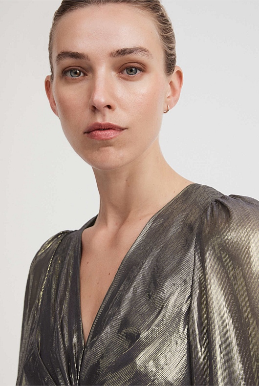 Metallic Mini Dress - Pewter