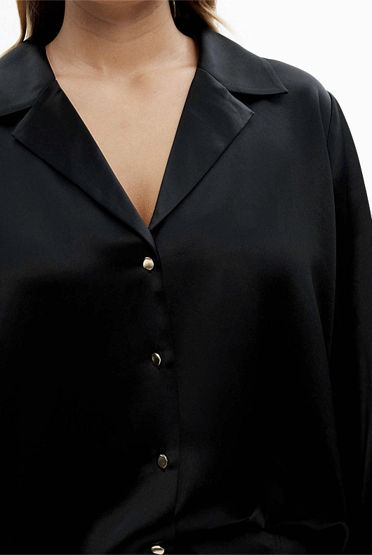 Acetate Button Detail Shirt - Black
