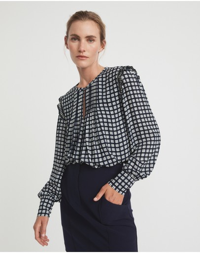 Witchery Check Pintuck Blouse