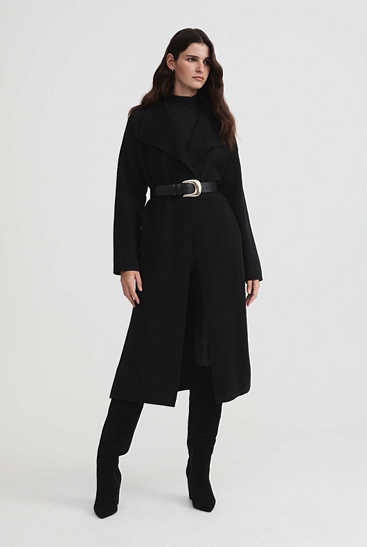 Double Faced Knit Coat - Black