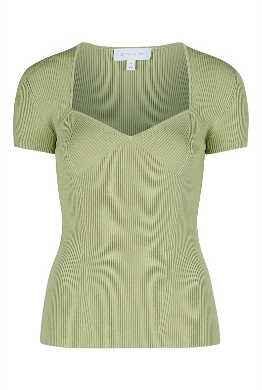 Sweetheart Neck Knit - Pistachio