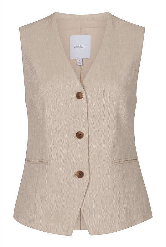 Cotton Linen Waistcoat - Flax