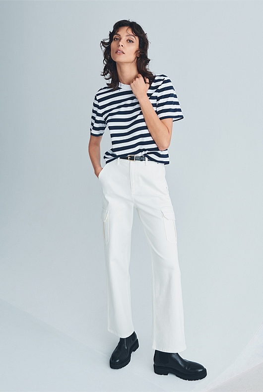 Denim Cargo Jean - Parchment