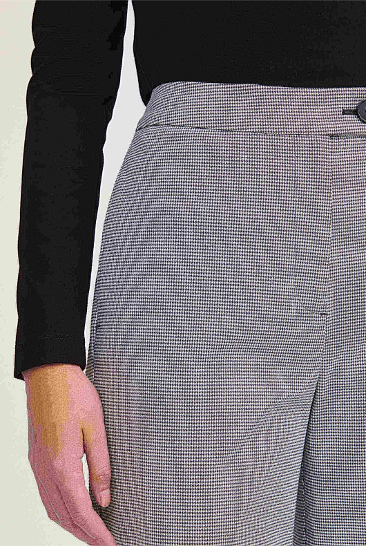 Cotton Blend Yarn Dye Straight Leg Pant - Ash Grey