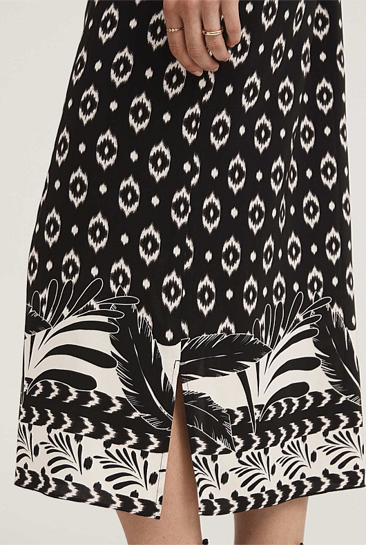 Natural Palm Print Skirt - Ivory
