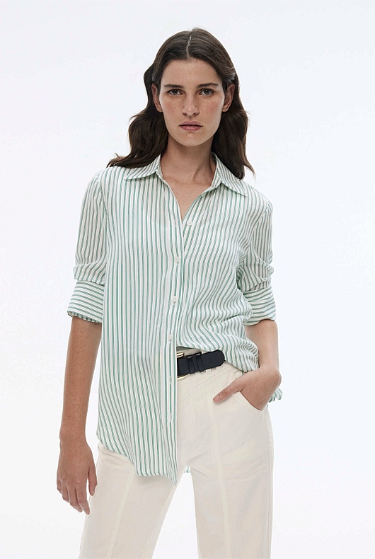 Silk Stripe Shirt - Willow