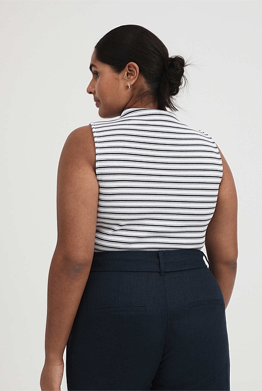 Cotton Rib Stripe Tank - Ink