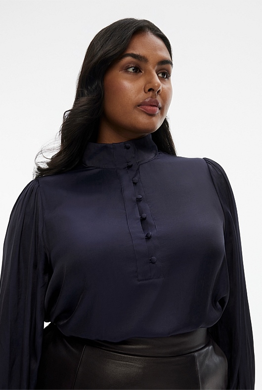 Button Up Blouse - Blue Night
