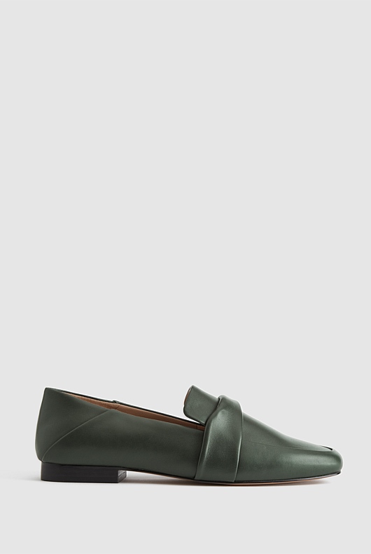 Leather Twist Loafer - Teal Green