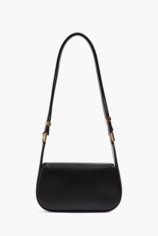 Chain Detail Leather Bag - Black