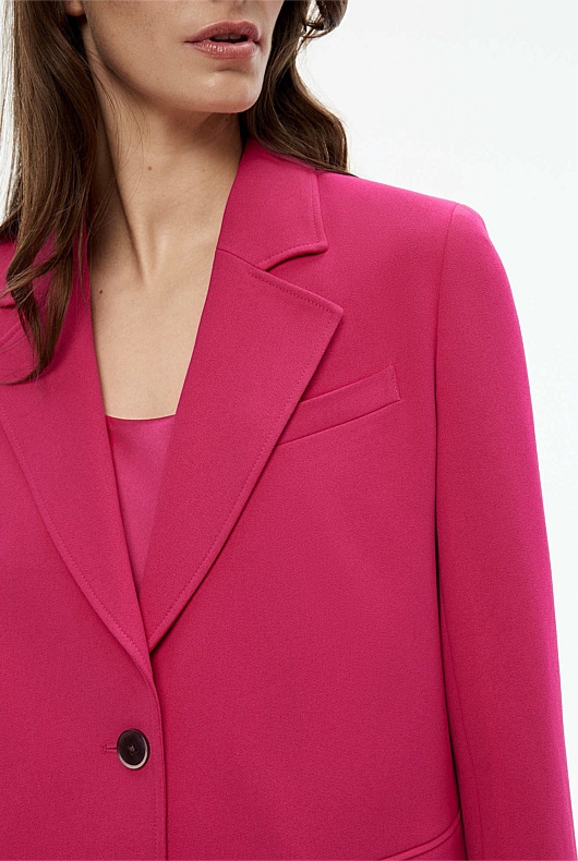 Boxy Single-Breasted Blazer - Dahlia Pink