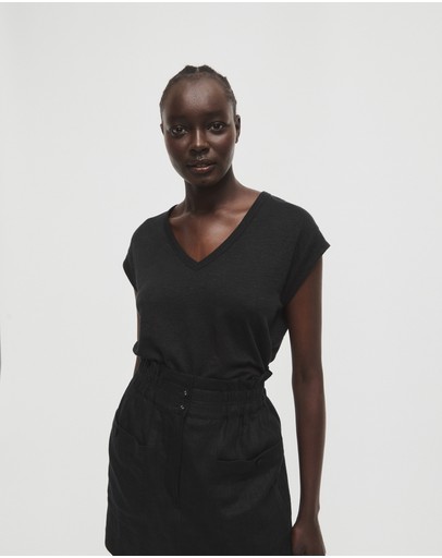 Witchery Linen V Neck Tee