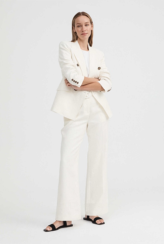 Linen Belted Trouser - Chalk