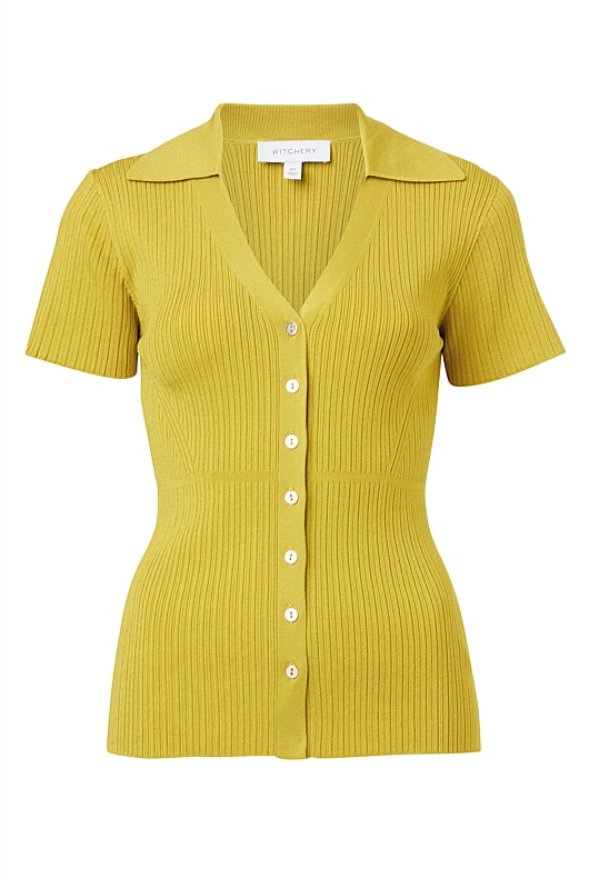 Rib Polo Short Sleeve Knit - Citrus Green