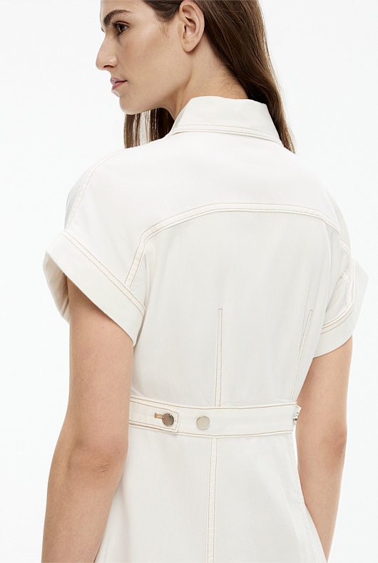 Denim Dolman Midi Dress - Parchment