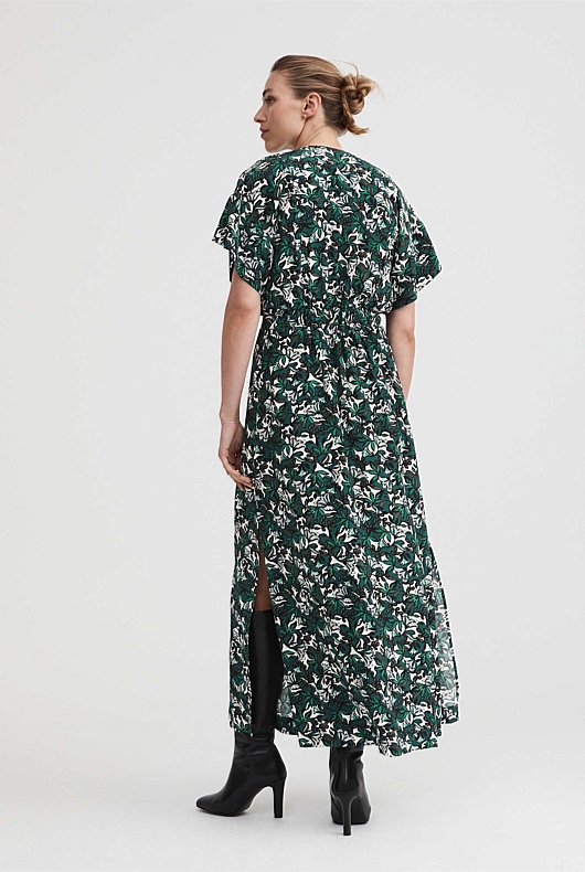 Folk Blossom Shirt Dress - Foliage