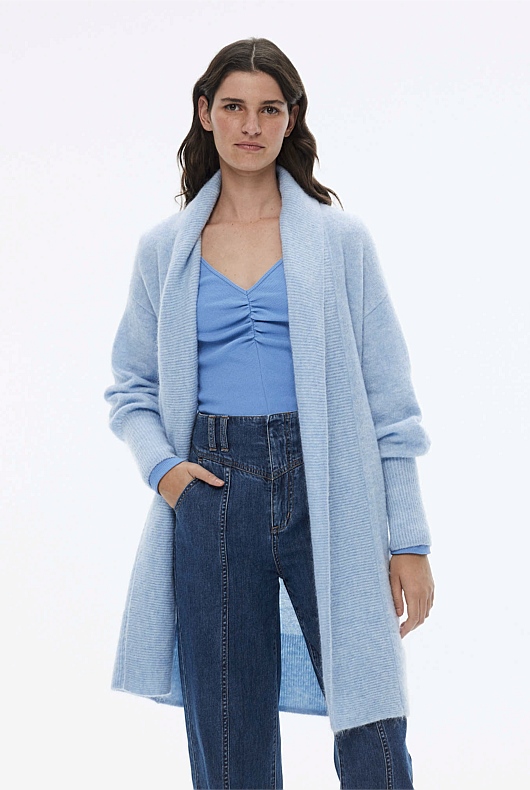 Mohair Knit Cardigan - Baby Blue