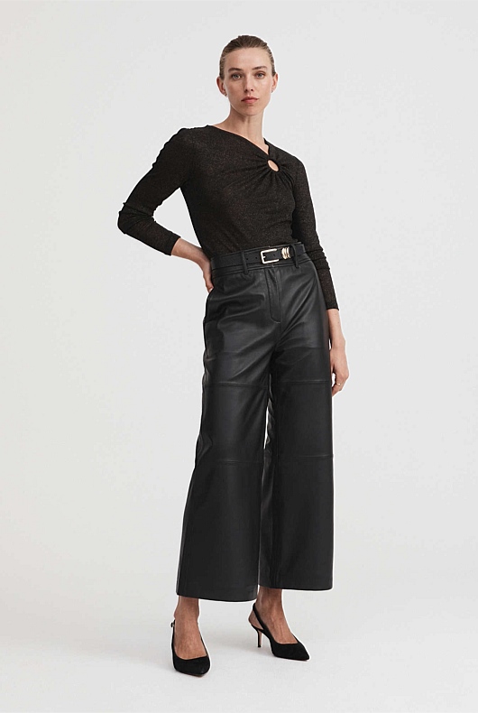 Metallic Ring Detail Top - Gold Multi