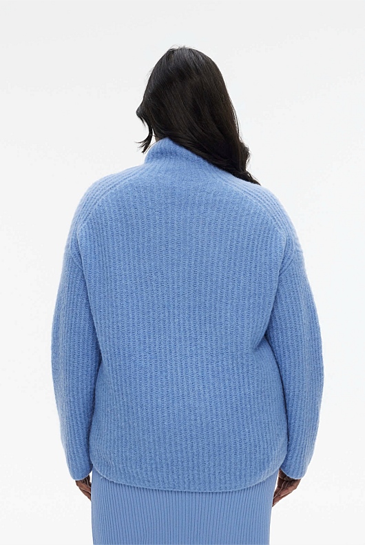 Mock Neck Slouch Knit - Harbour Blue