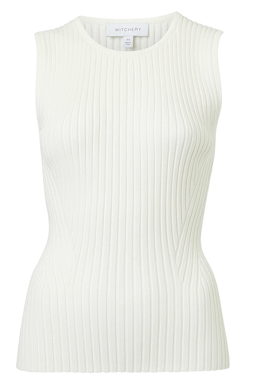 Crepe Rib Knit Tank - Chalk
