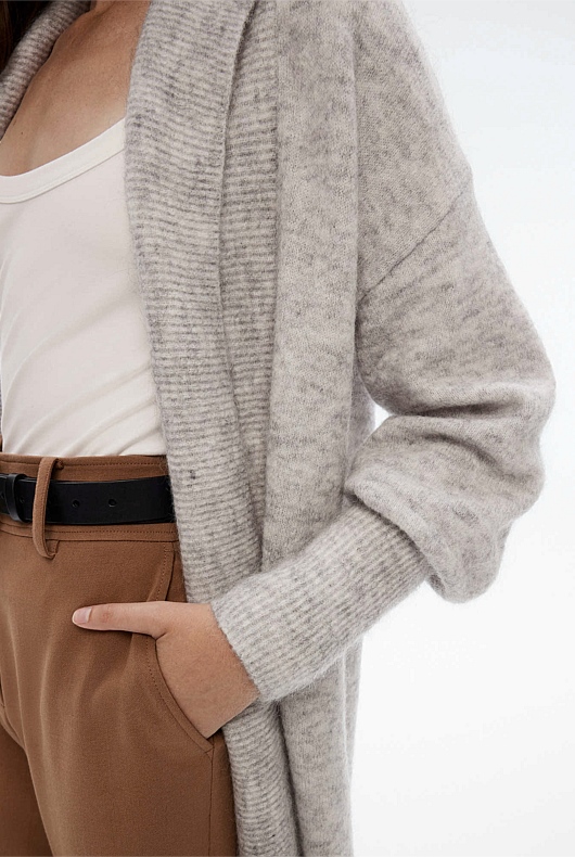 Mohair Knit Cardigan - Light Grey Marle