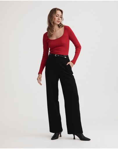 Witchery Cotton Rib Wide Neck Top