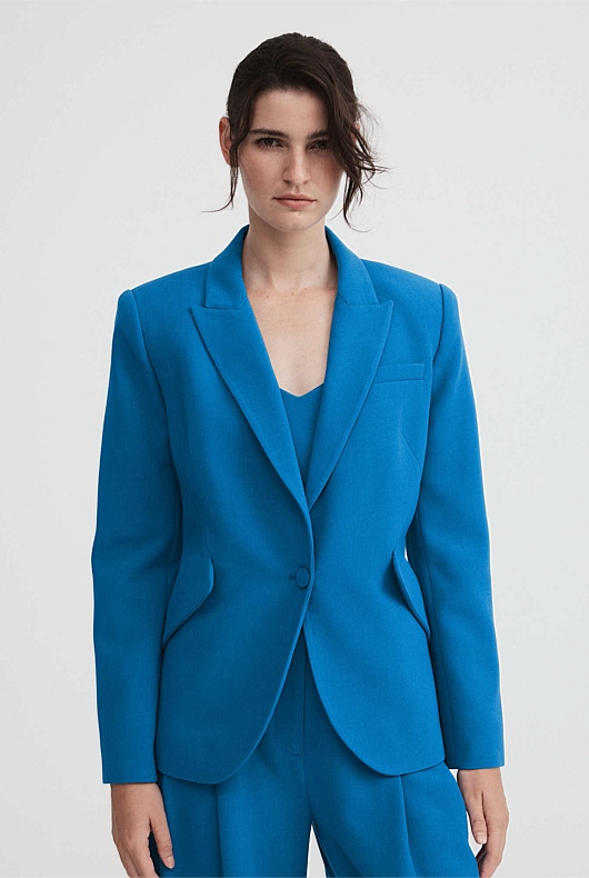 Seam Detail Single Breasted Blazer - Sorrento Blue