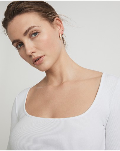 Witchery Cotton Rib Wide Neck Top