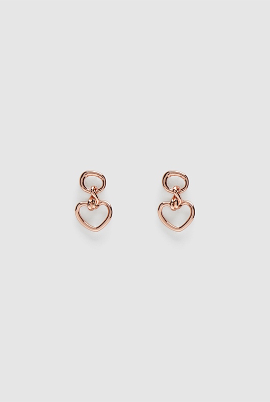 Twist Metal Heart Earring - Rose Gold