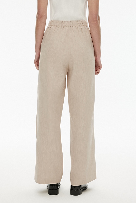 Cotton Linen Pull On Pant - Flax