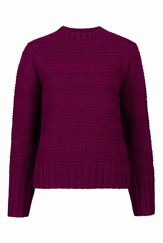 Wool Blend Stitch Detail Knit - Deep Magenta