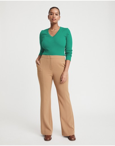 Witchery Cotton V Neck Rib Top