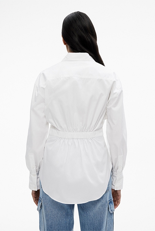 Cotton Sateen Dart Shirt - Pure White