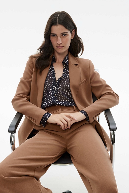 Abstract Animal Print Blouse - Slate Navy