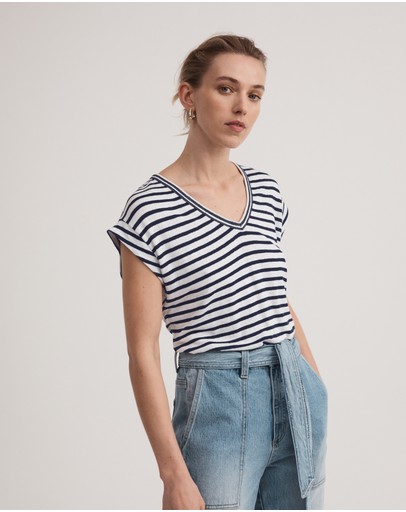 Witchery Linen V Neck Tee