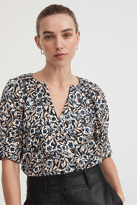Midnight Floral Blouse - Black Floral