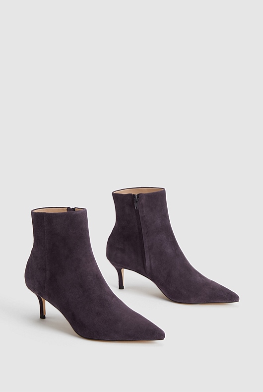 Suede 65mm Heel Boot - Plum