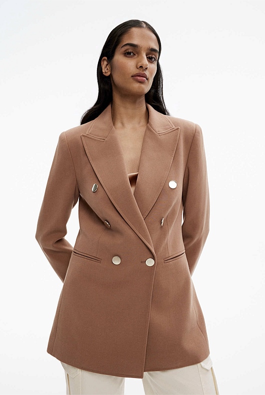 Classic Double Breasted Blazer - Camel
