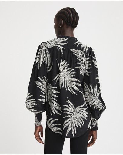 Witchery Leaf Dot Print Blouse