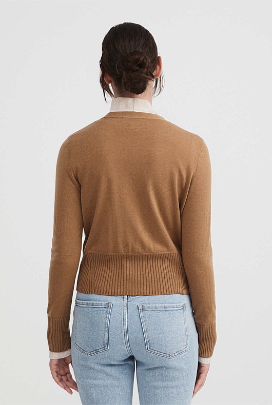 Merino Silk Cardigan - Camel