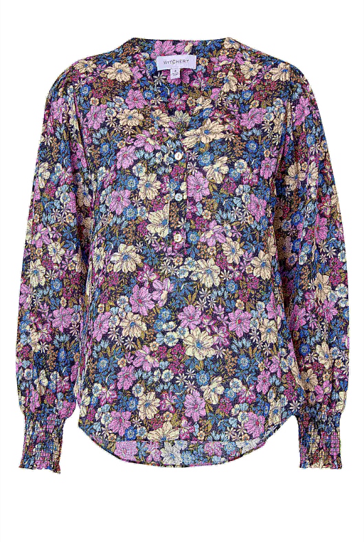 French Linen Primrose Print Blouse - Primrose